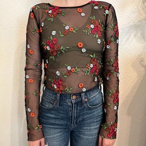 Sheer Floral Embroidered Top